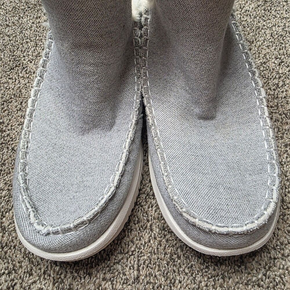 Hey Dude Camden Brushed Cozy Boots Size 9 Gray Slip Aztec Winter Blue EUC - Picture 8 of 12
